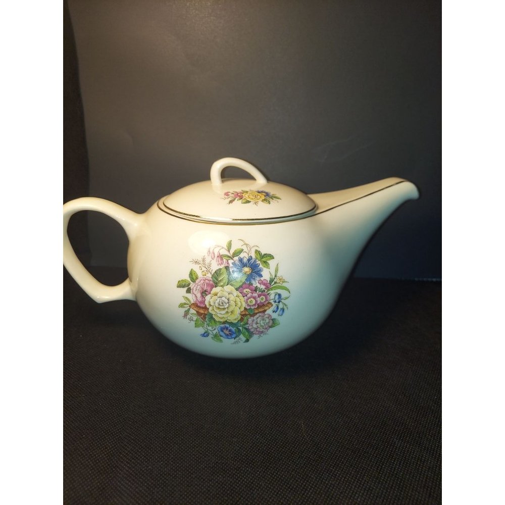 Vintage Mid Century Floral Teapot